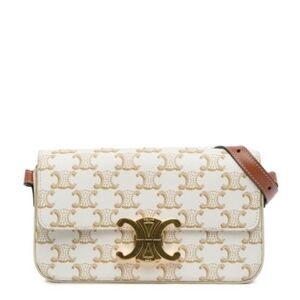 Brand New! RARE! Authenticated Celine Triomphe Claude Coated Canvas Shoulder Bag